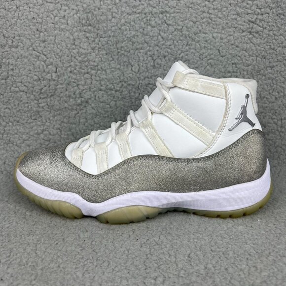 Jordan 11 Vast Grey Womens 8 Shoe Metallic Silver White Glitter Retro Mens 6.5 2 - Picture 2 of 11